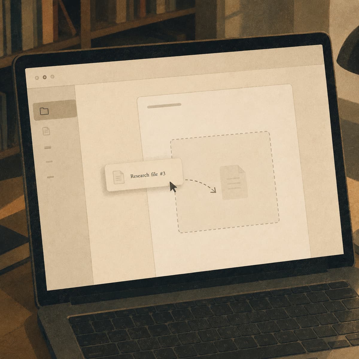 A document being dragged into another document inside the app.